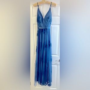 Beautiful blue long bridesmaid dress! Worn once to my sister’s wedding. Love it!